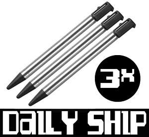 3x Black Silver Metal Stylus Touch Pen for Nintendo 3DS  