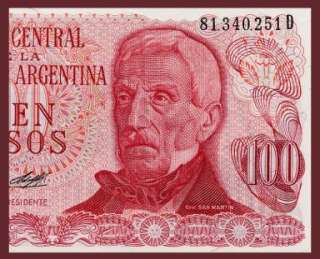100 PESOS Banknote ARGENTINA 1976 USHUAIA Harbor   UNC  