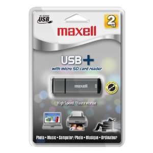  Maxell USB+ 2 GB USB 2.0 Flash Drive with Micro SD Reader 