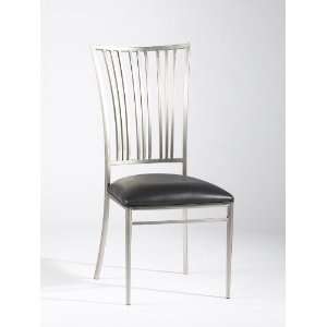  Brushed Nickel Fan Back Side Chair with Upholstered Seat 