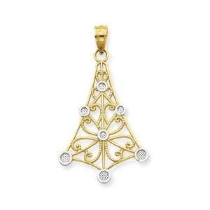   Designer Jewelry Gift 14K & Rhodium Round Accents Chandelier Pendant