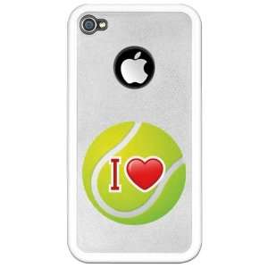    iPhone 4 or 4S Clear Case White I Love Tennis 