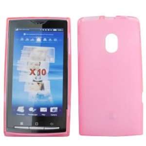 Sony Ericsson Xperia X10 PU Skin, Transparent Pink Jelly Silicon Case 