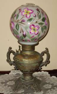 Hand Painted GWTW Victorian Oil Lamp. Dogwood  