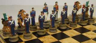 ALAMO MEXICO vs TEXAS Chess Set W 16 Burlwood Board  