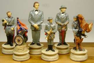 CIVIL WAR US North vs South chess set 17 Burlwood Board  