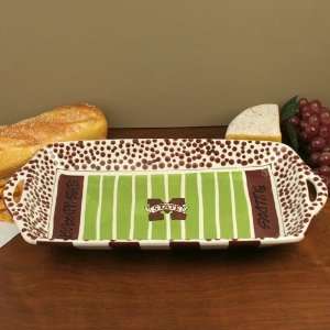   State Bulldogs Maroon White Ceramic Stadium Tray