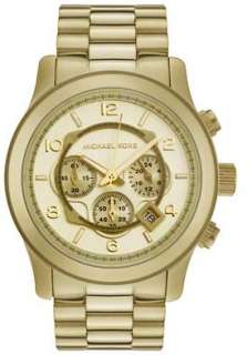   Kors MK8077 Mens Chronograph Champagne Dial Gold Tone SS Watch  