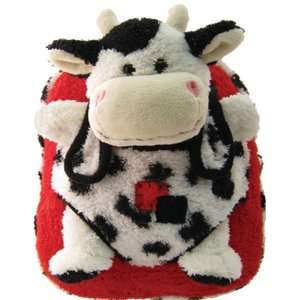   Kids 2 Piece BLACK WHITE RED COW ANIMAL PLUSH Backpack Toys & Games