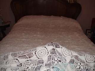 Vintage 35 Year Old Stunning White Queen Sz Crochet Bedspread  