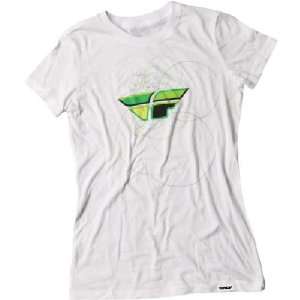  Fly Racing T Shirts Contempodium Womens Tee White/Green 