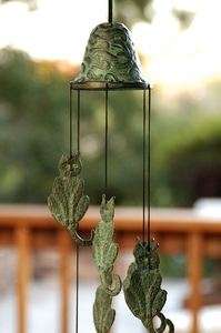 21 Brass Verdi Green Verdigris Cat Kitten Hanging Wind Chime  