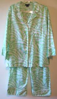 Natori Cotton Pajamas Womens size M Capri Length Green NWT NEW Retail 