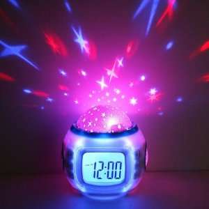   (TM)Music Starry Star Sky Projection Alarm Clock Calendar Thermometer