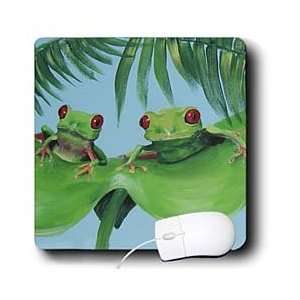   Tree Frogs on a Big Palm Leaf   Mouse Pads Electronics