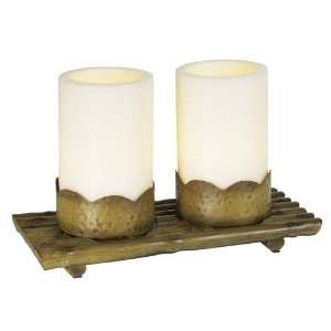    Bamboo Stand with Dual Candles Accent Lamp