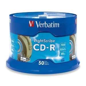  Verbatim Lightscribe 52X CD R Media 50 Pack in Cake Box 