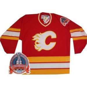   Flames Stanley Cup Vintage Throwback Red Jersey