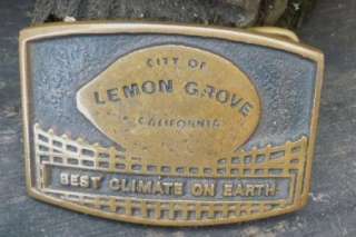Vintage Belt Buckle Brass City of Lemon Grove Calif  