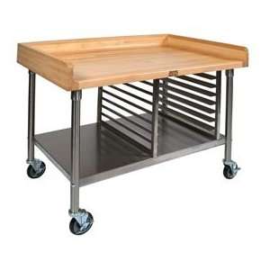  Maple Top Mobile Prep Table With Stainless Steel Legs 