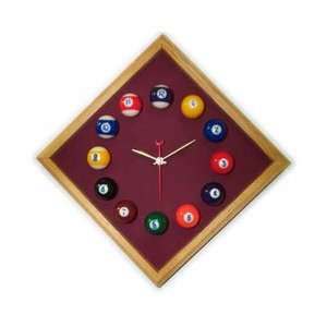  New Trademark 12in Diamond Billiard Clock Oak & Wine Mali 