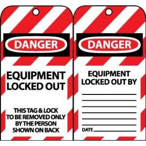 Lockout Tag   Equipment Locked Out   Pack of 25