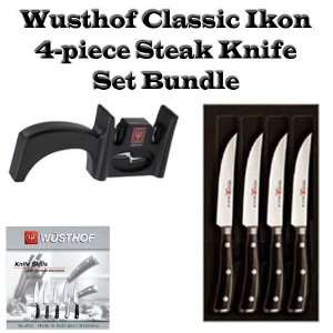 Wusthof 9716 Classic Ikon 4 piece Steak Knife Set Bundle  